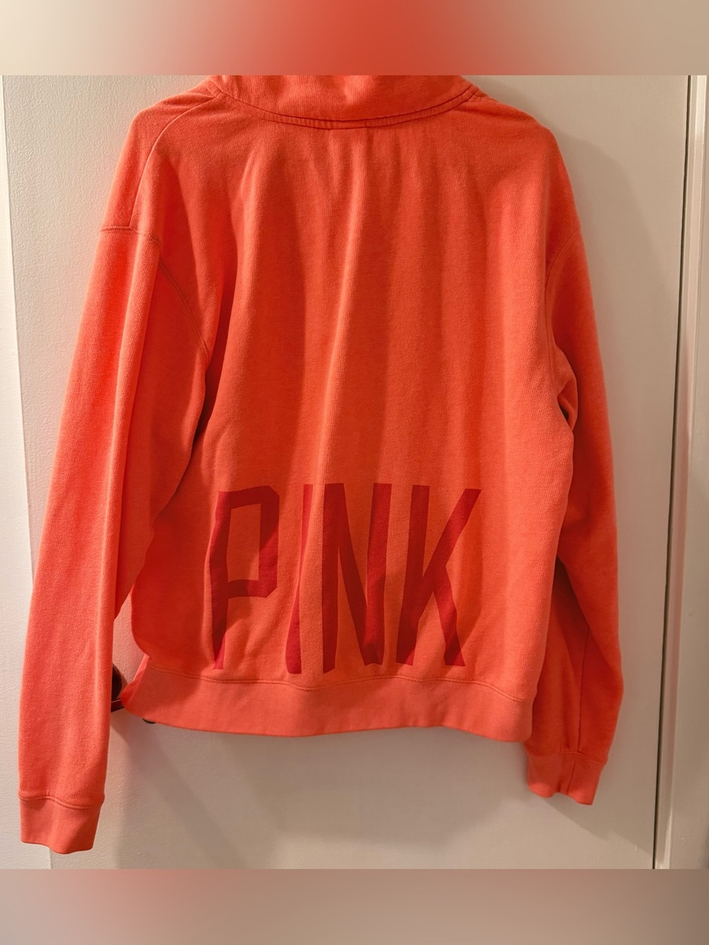Victoria's Secret PINK Coral-Orange Quarter-Zip Pullover